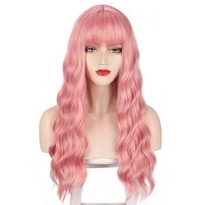 Pink Wig with Bangs (24 inches)